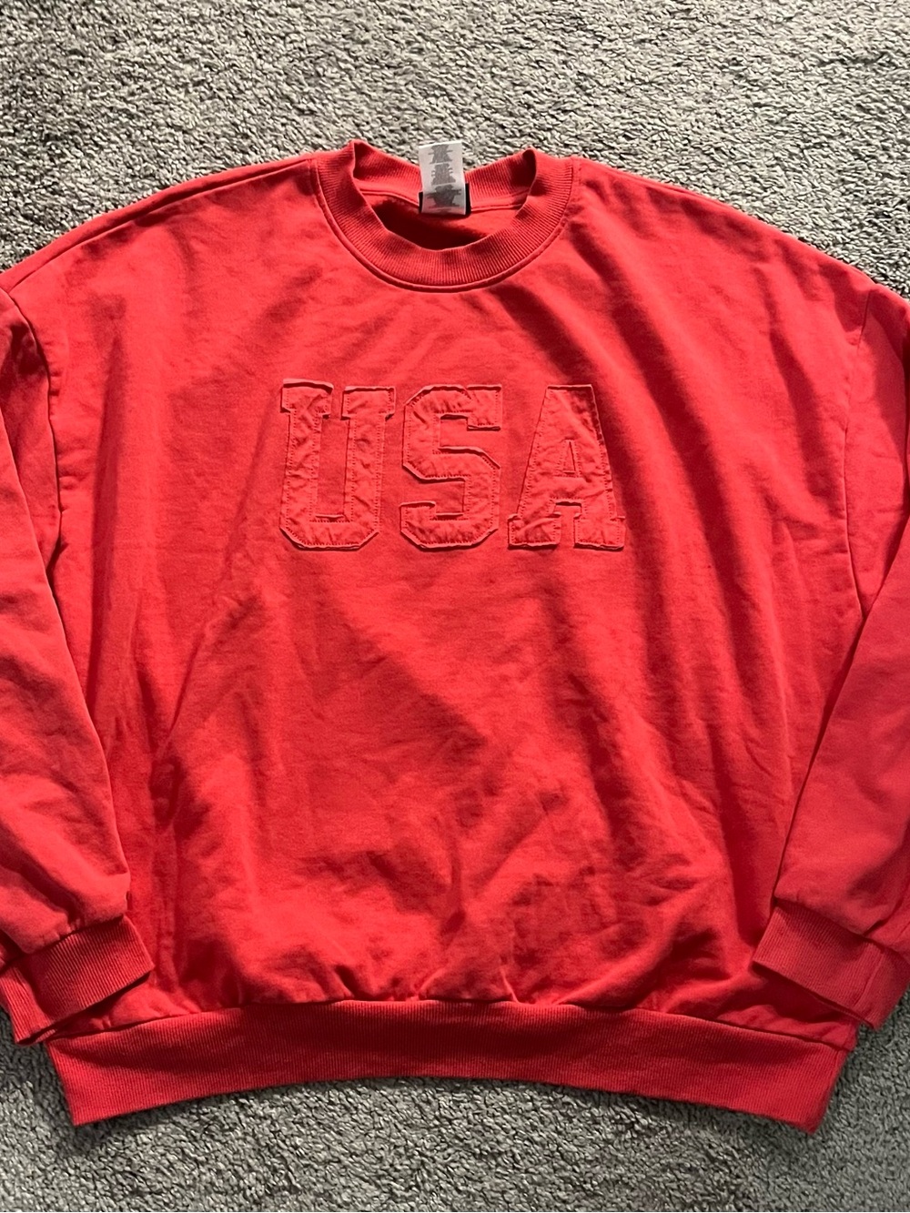 Red USA Embroidered Crewneck Sweater